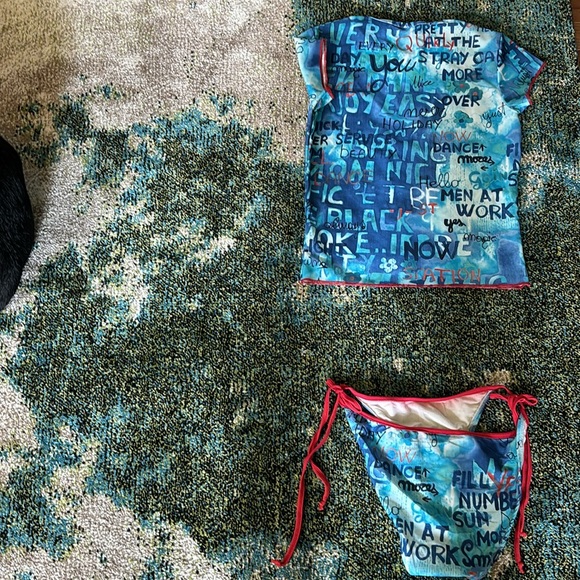 CNY and LUCA string low rise bikini bottom with swimsuit shirt - Picture 3 of 3